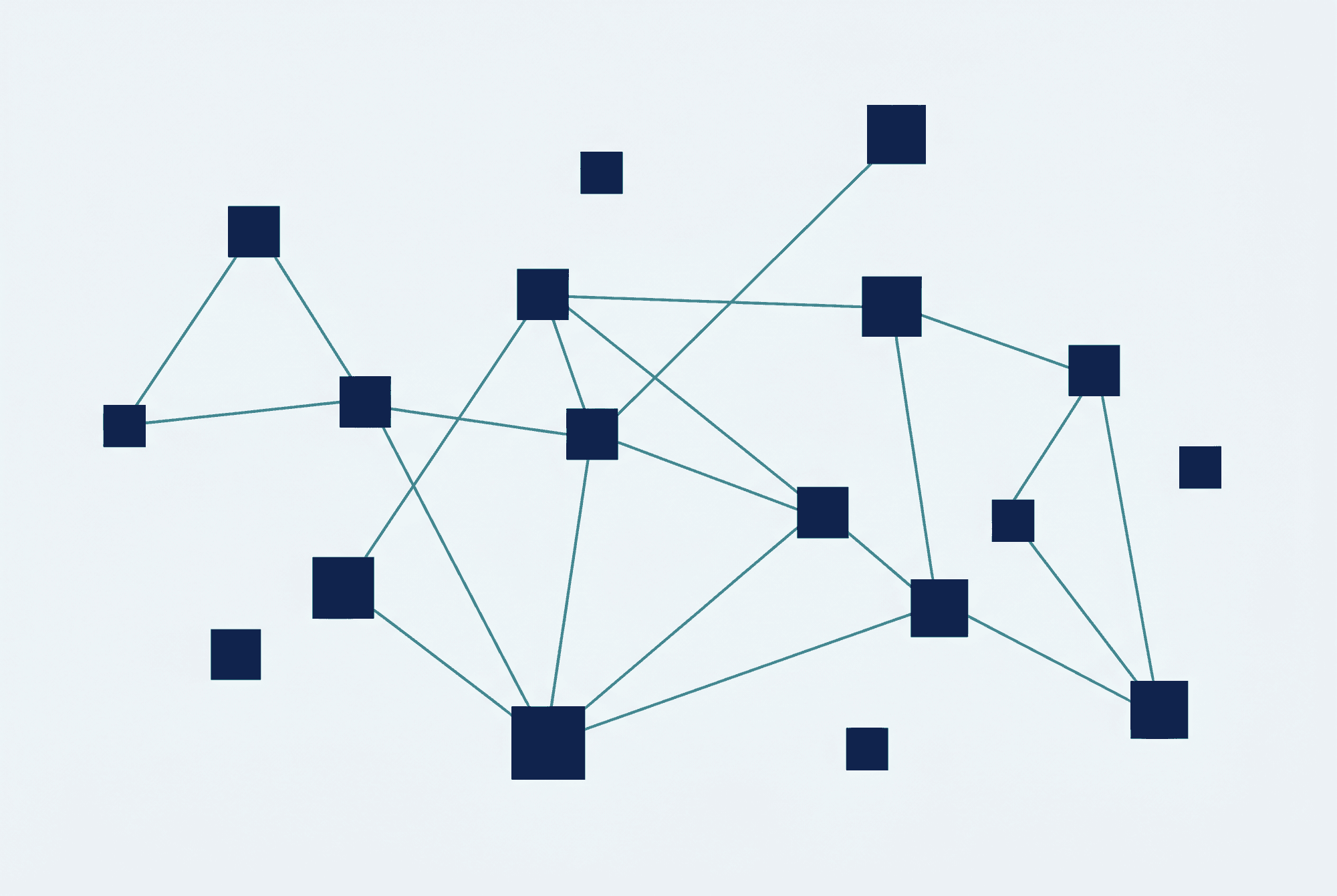 A network of connected nodes, illustrating the relationships between lenders and borrowers.